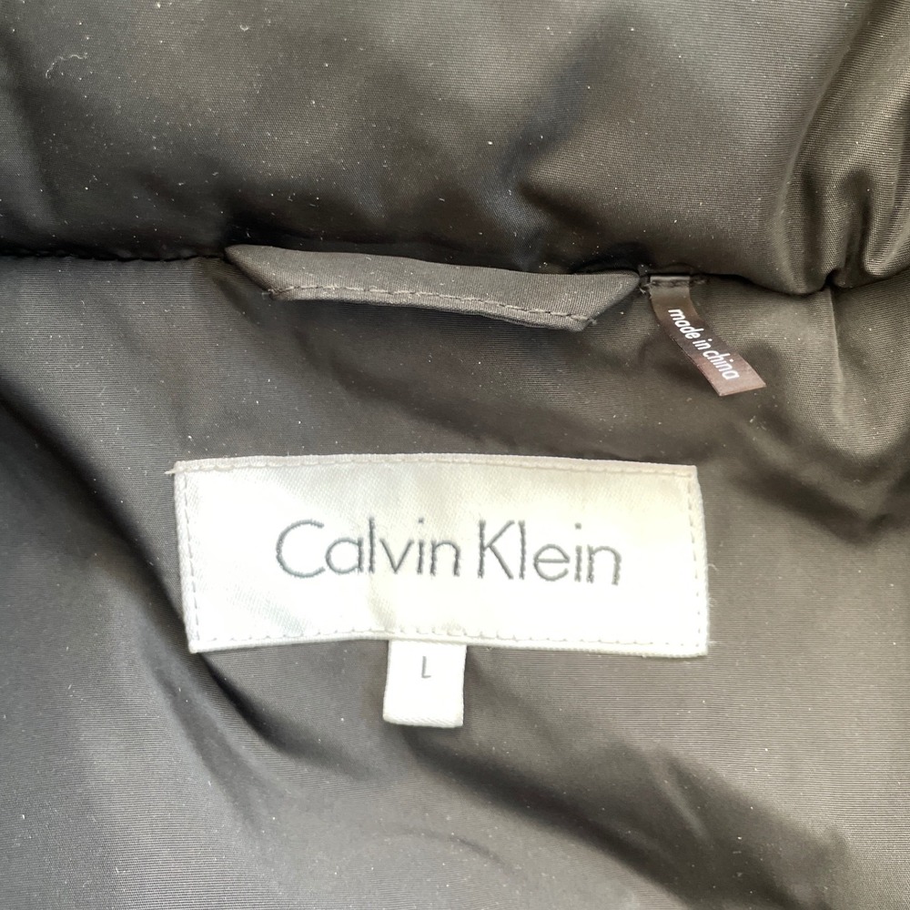 Calvin Klein Womens Black Down Fill Puffer Parka Coat Faux Fur Hood Large - Picture 3 of 16